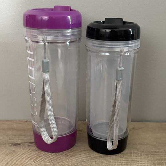 Teami Tumbler Set On The Go Tea Or Fruit Water Bottle 20 Oz 13.5 Oz Purple Black - Picture 2 of 8